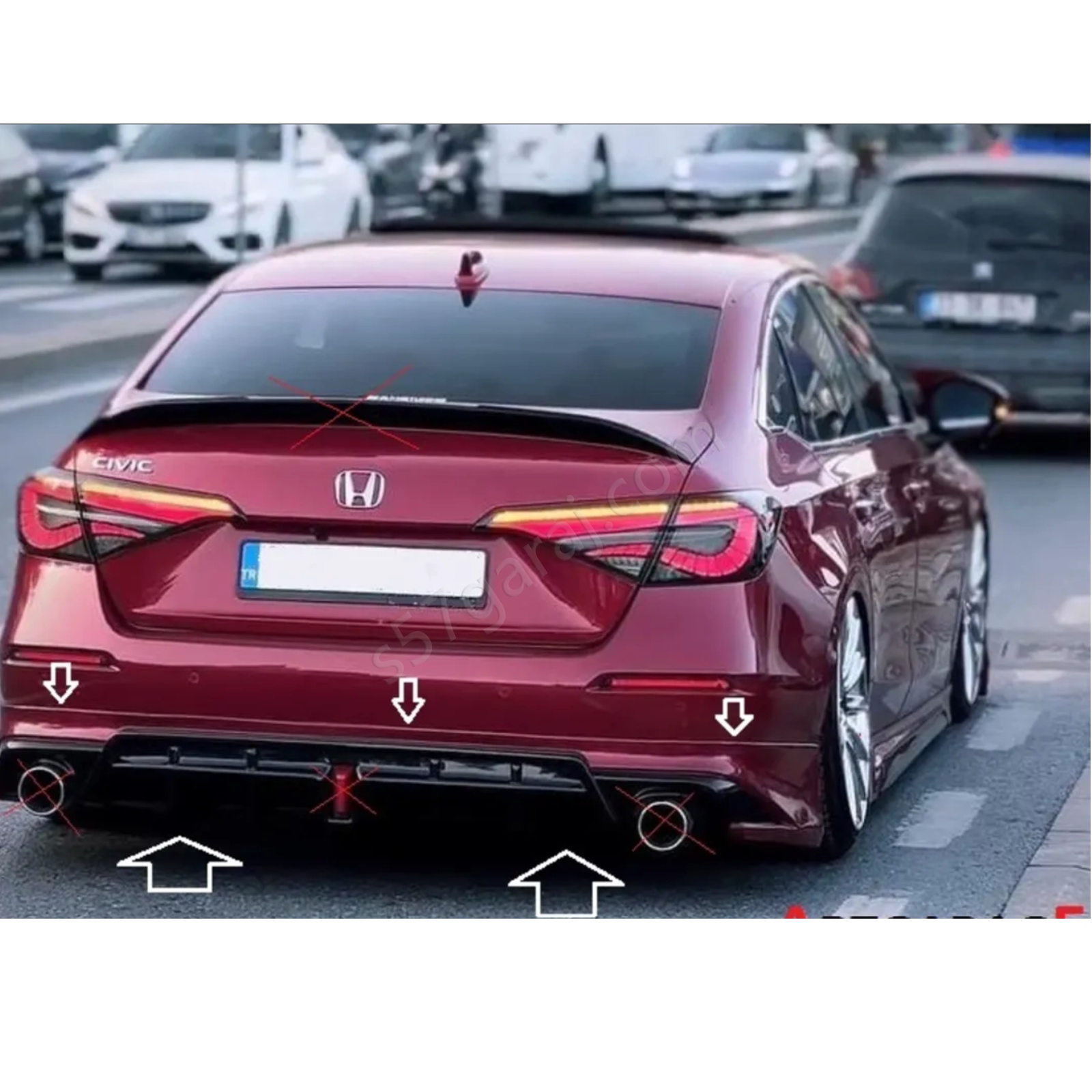 Honda Civic Fei1 Arka Tampon Eki Difüzörlü